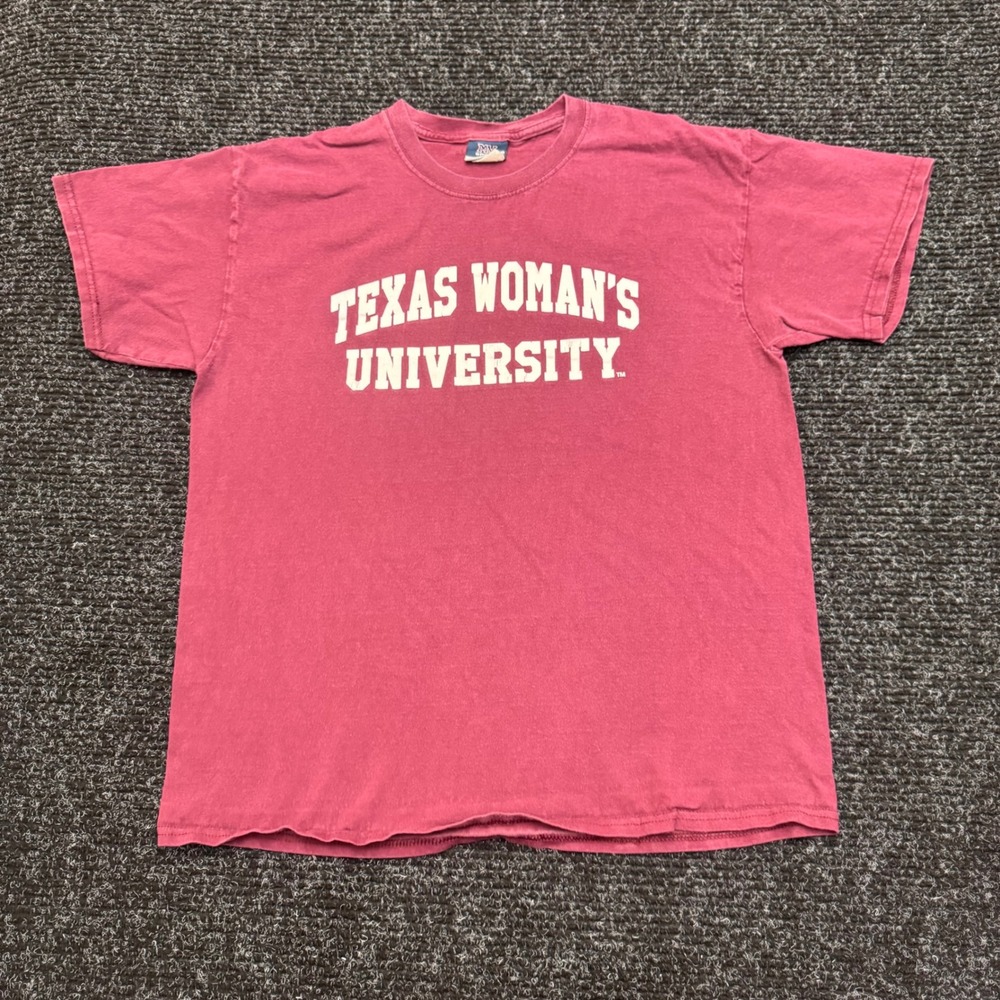 MV Sport Texas Woman's University TWU Graphic T-Shirt Maroon Pink Mens Large